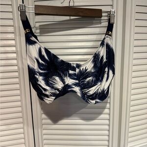 Fantasie Navy and White Palm Print Bikini Top
